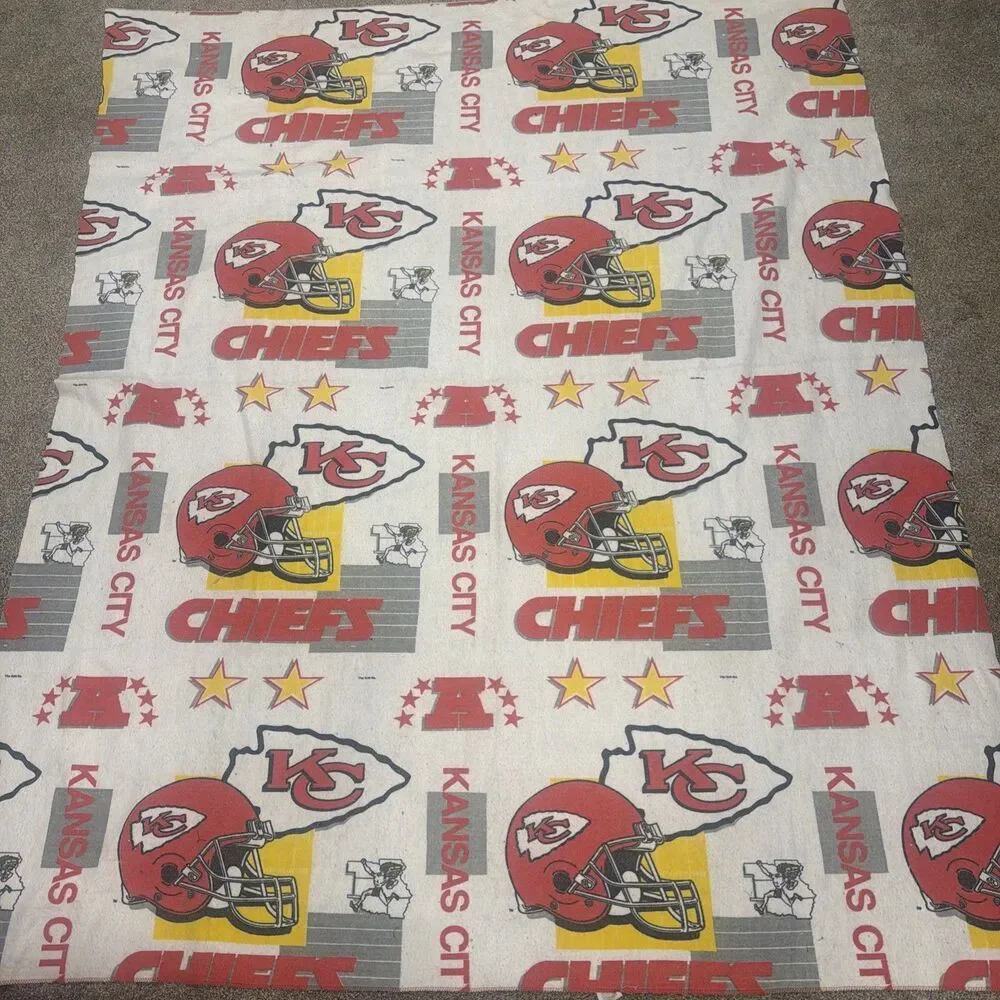 Vtg Kansas City Chiefs Blanket 72x90 Brand New Sealed Package Officialy Licensed